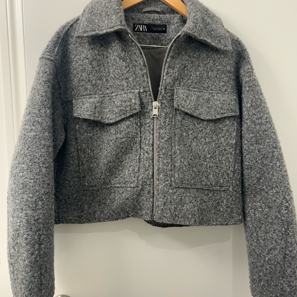 Zara Charcoal Wool Blend Jacket